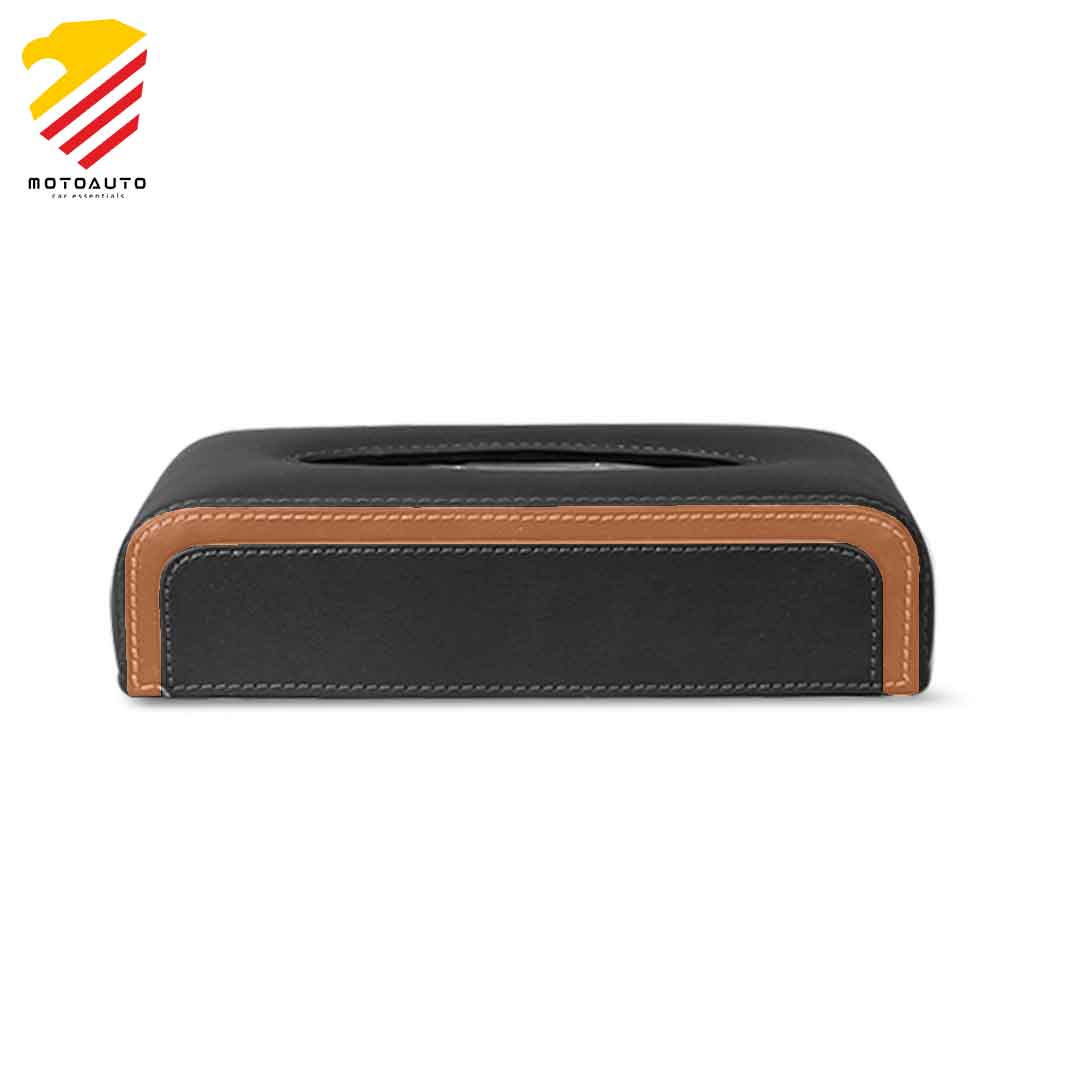 TISSUE BOX (ECOCURVE) Holder Napkin Holder for Home Office, Car Automotive Decoration Tan/Black