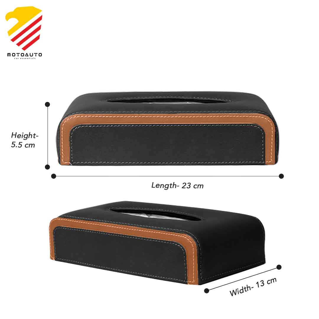TISSUE BOX (ECOCURVE) Holder Napkin Holder for Home Office, Car Automotive Decoration Tan/Black