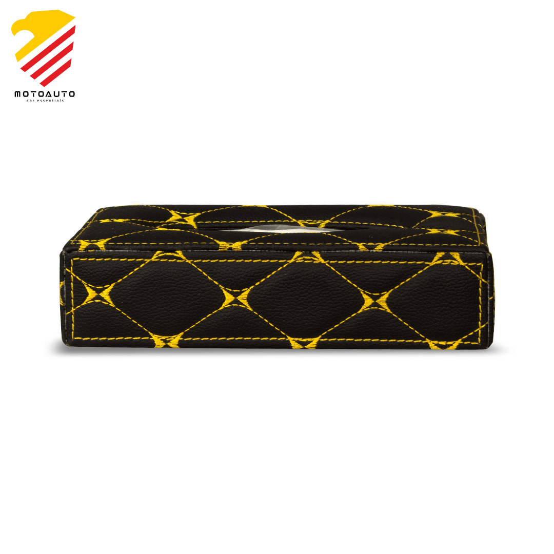 Tissue Box for Car, Office, Home Yellow/Black